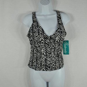 Penbrooke Swimwear Tankini Top Only Size 12 Black NWT